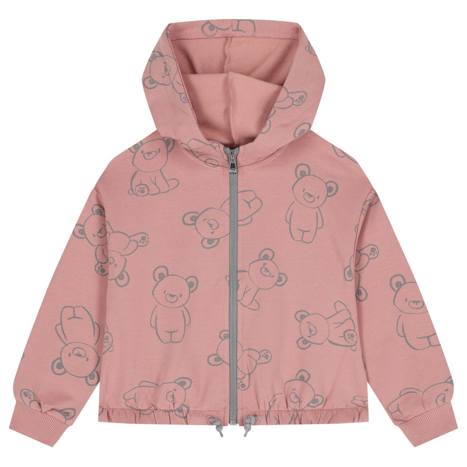 Girls Pink & Grey Teddy Bear 3 Piece Tracksuit, 2, hi-res