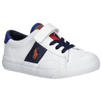 Younger Boys White Logo Trainers
