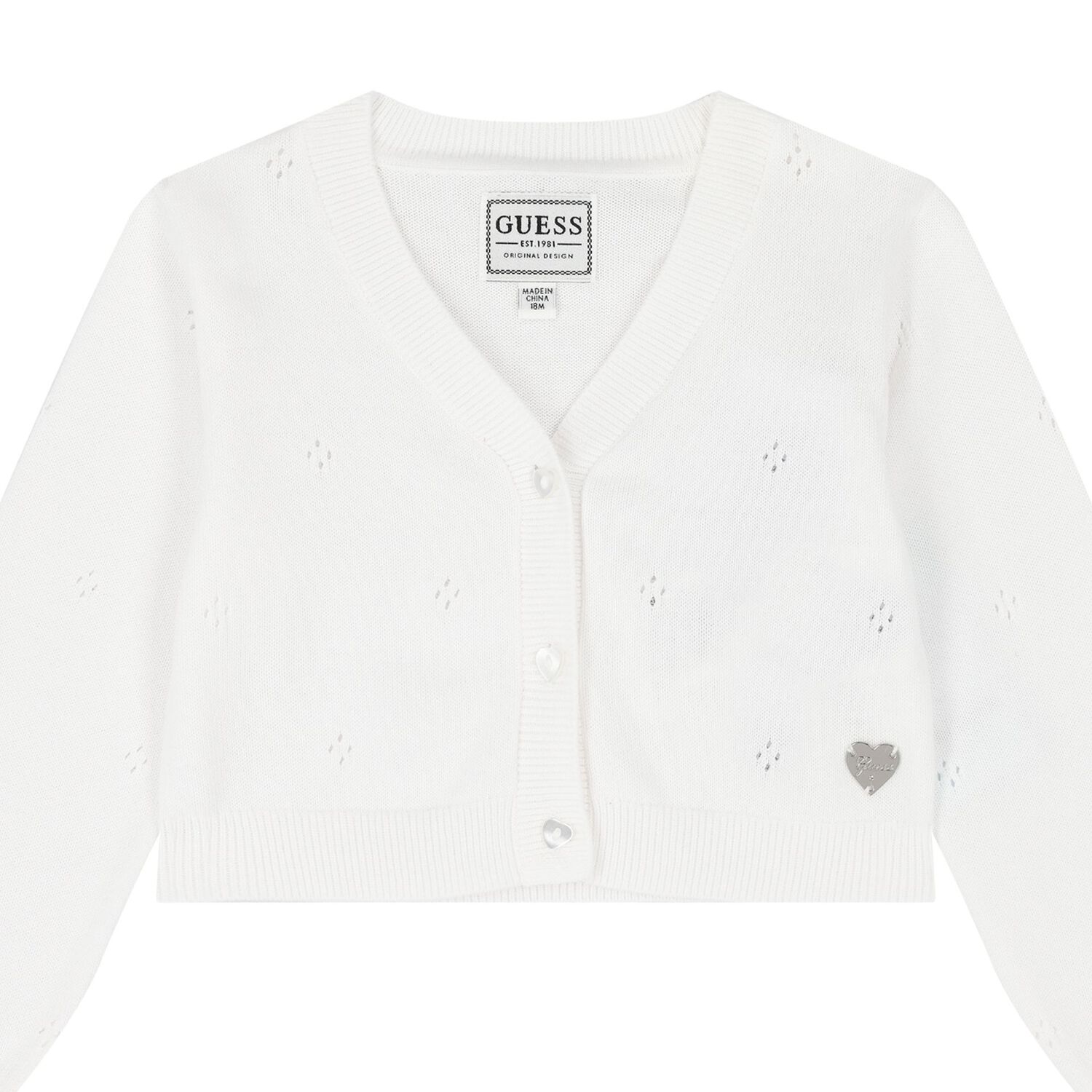 كارديجان بنات محبوك باللون الابيض, 1, hi-res