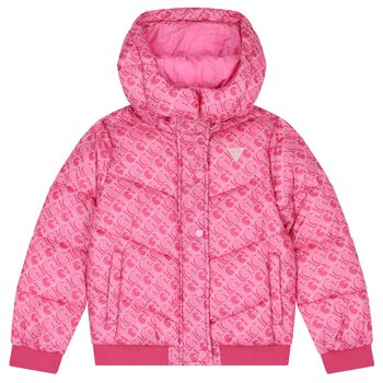 Girls Pink Logo Padded Puffer Jacket