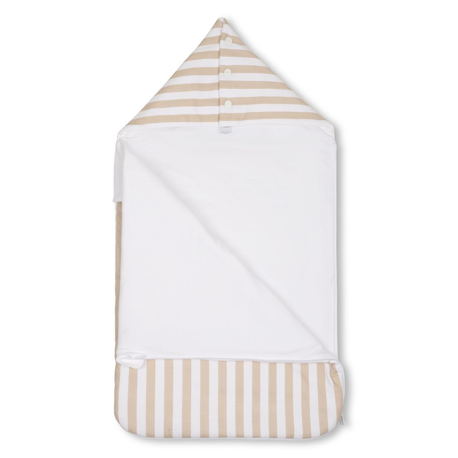 Baby Boys White & Beige Striped Logo Nest, 1, hi-res