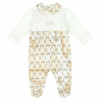 White & Beige Geo Map Babygrow