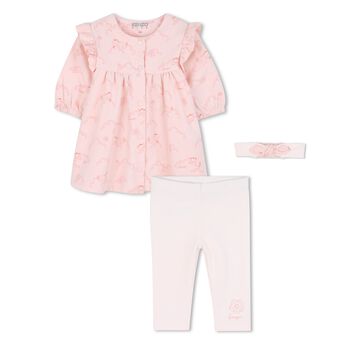 Younger Girls Pink & White Logo Leggings Set