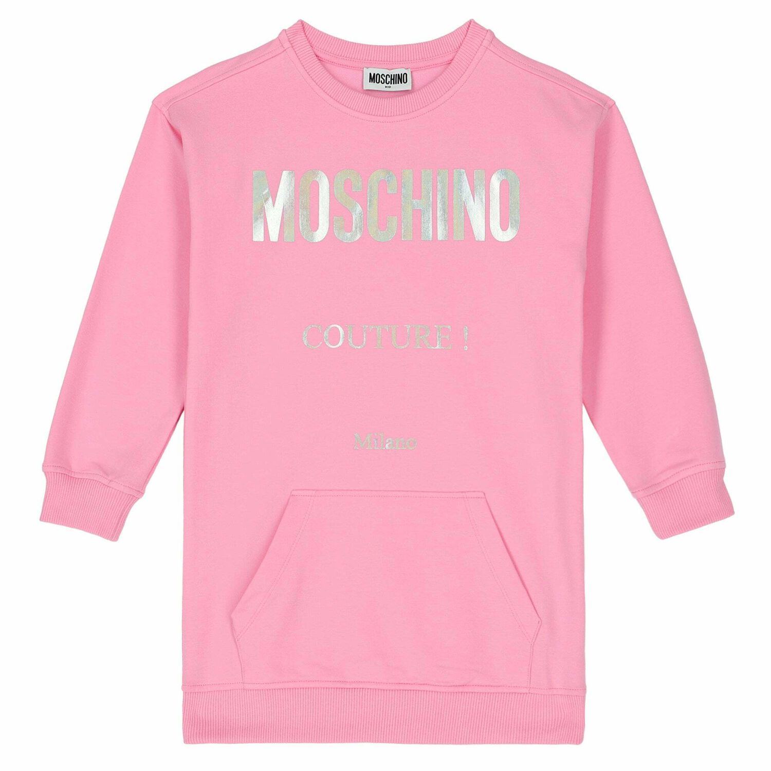 Pink Holographic Logo Sweatshirt Dress, 2, hi-res