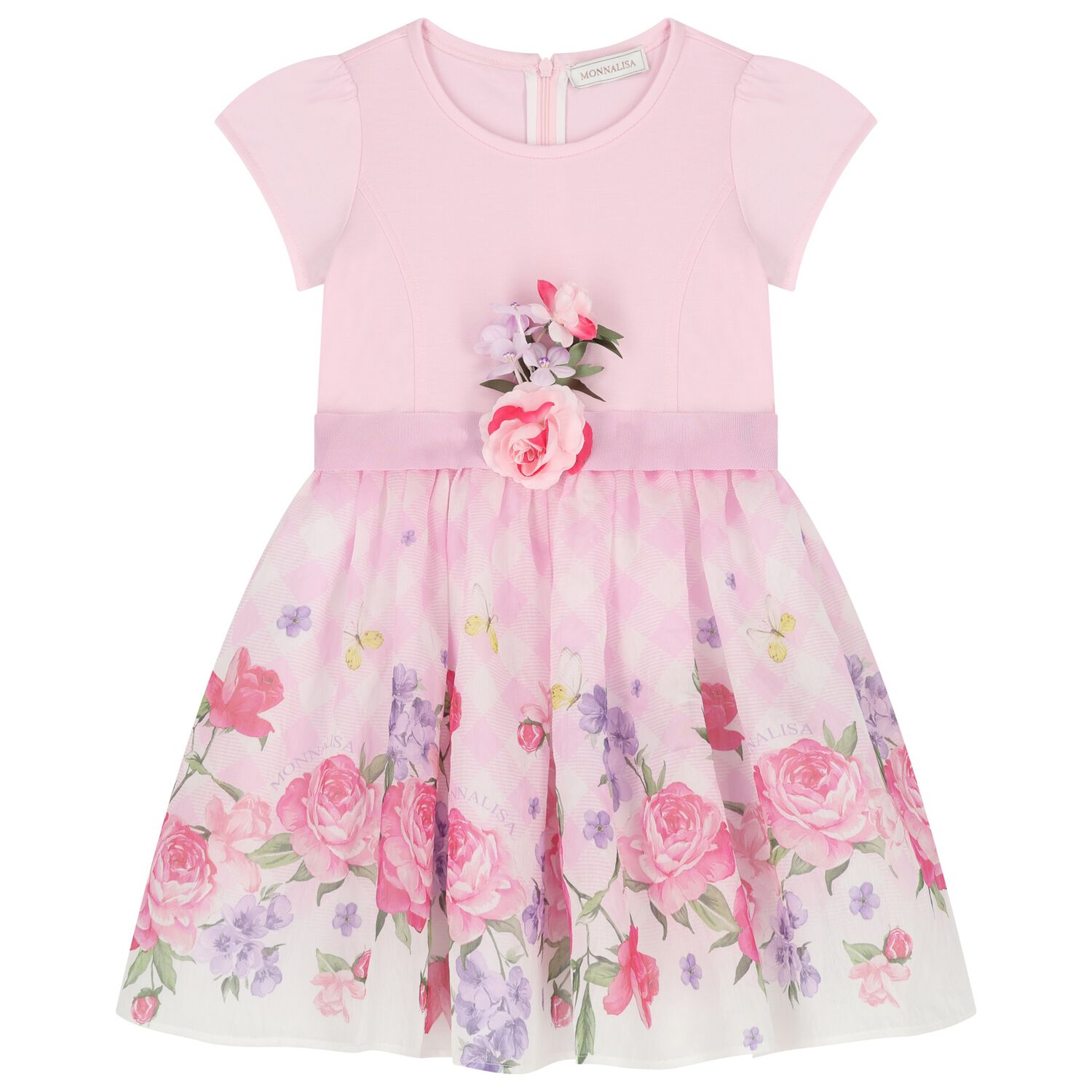 Girls Pink Floral Dress, 1, hi-res