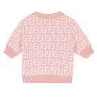 Girls Pink FF Logo Knitted Sweatshirt, 1, hi-res