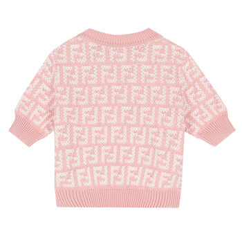 Girls Pink FF Logo Knitted Top