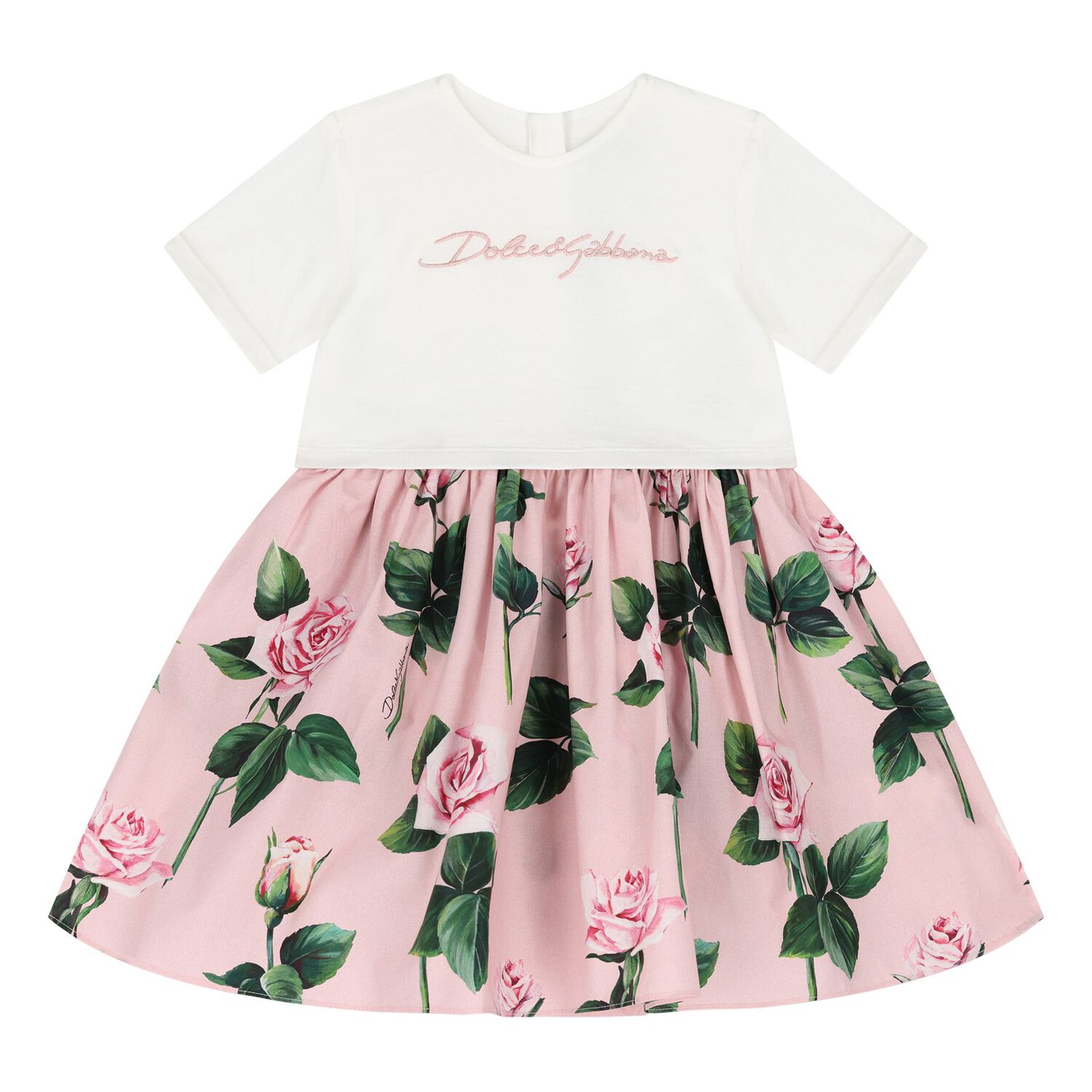 Baby Girls White & Pink Rose Dress Set, 1, hi-res image number null