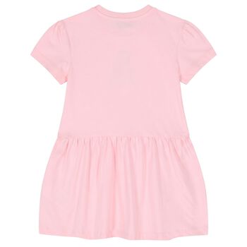 Girls Pink Teddy Bear Logo Dress