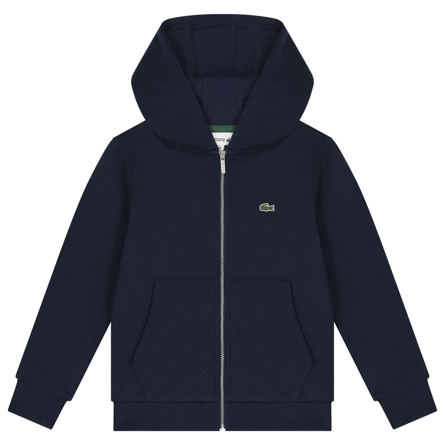 Boys Navy Blue Logo Hooded Zip Up Top, 1, hi-res
