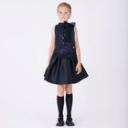 Girls Navy Blue Bow Sequin Skirt Set, 1, hi-res