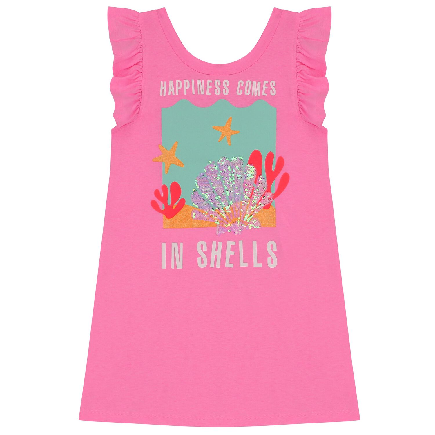 Girls Pink Sequin Jersey Dress, 1, hi-res