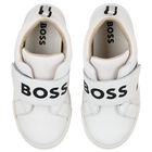 Boys White Logo Trainers, 2, hi-res