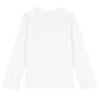 Baby Girls White Logo Long Sleeve Top, 1, hi-res