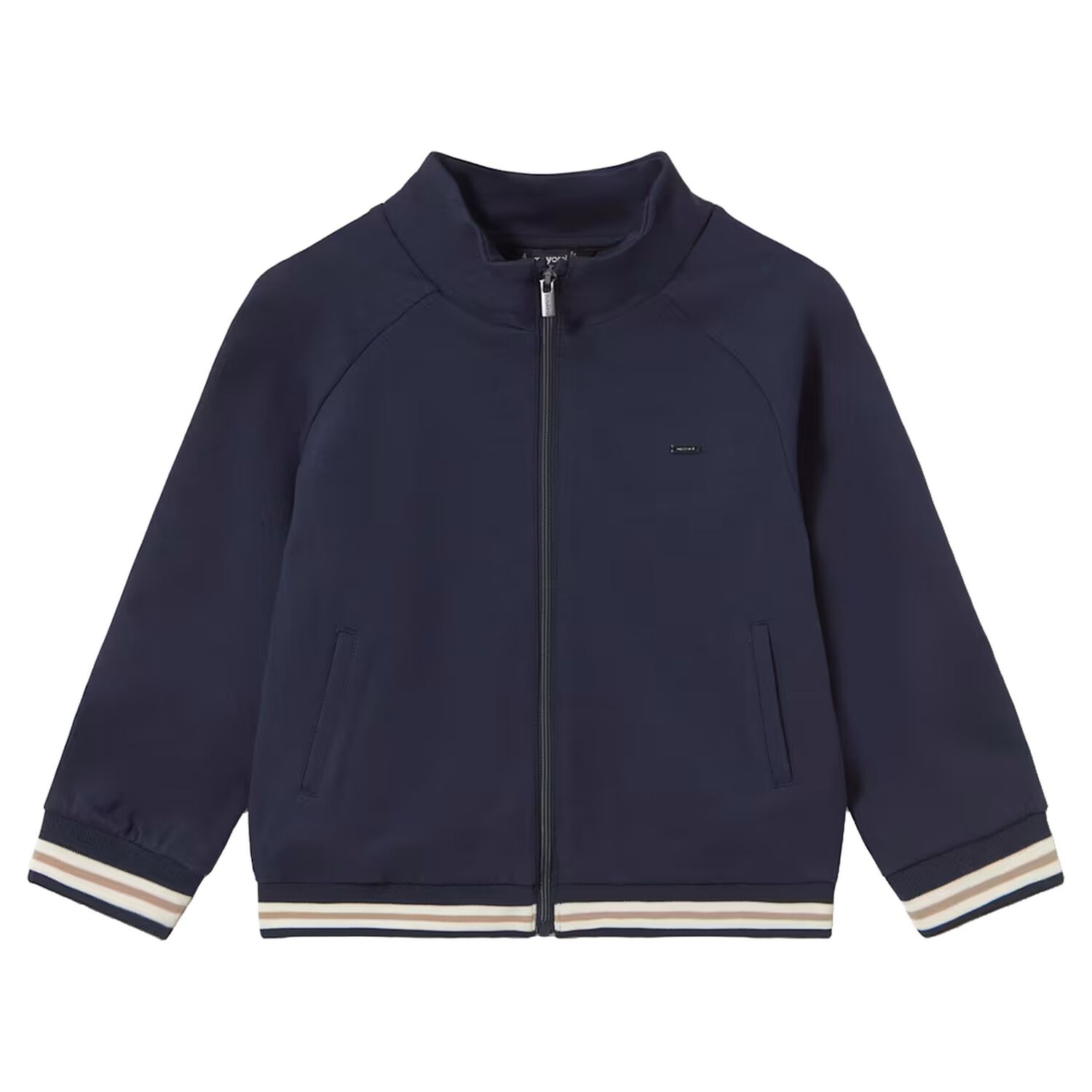 Younger Boys Navy Blue Zip Up Top, 2, hi-res