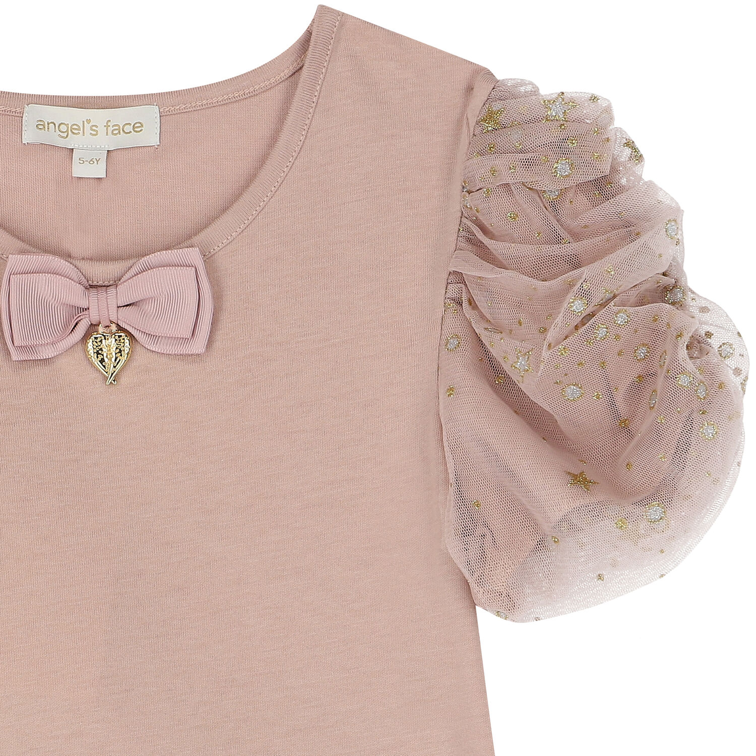 Girls Pink Tulle Sleeve T-Shirt, 1, hi-res image number null