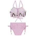 بكينى للبنات كروشيه بشكل متعرج باللون البنفسجى و الاسود والعاجى , 1, hi-res