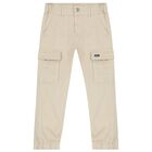 Boys Beige Logo Cargo Trousers, 2, hi-res