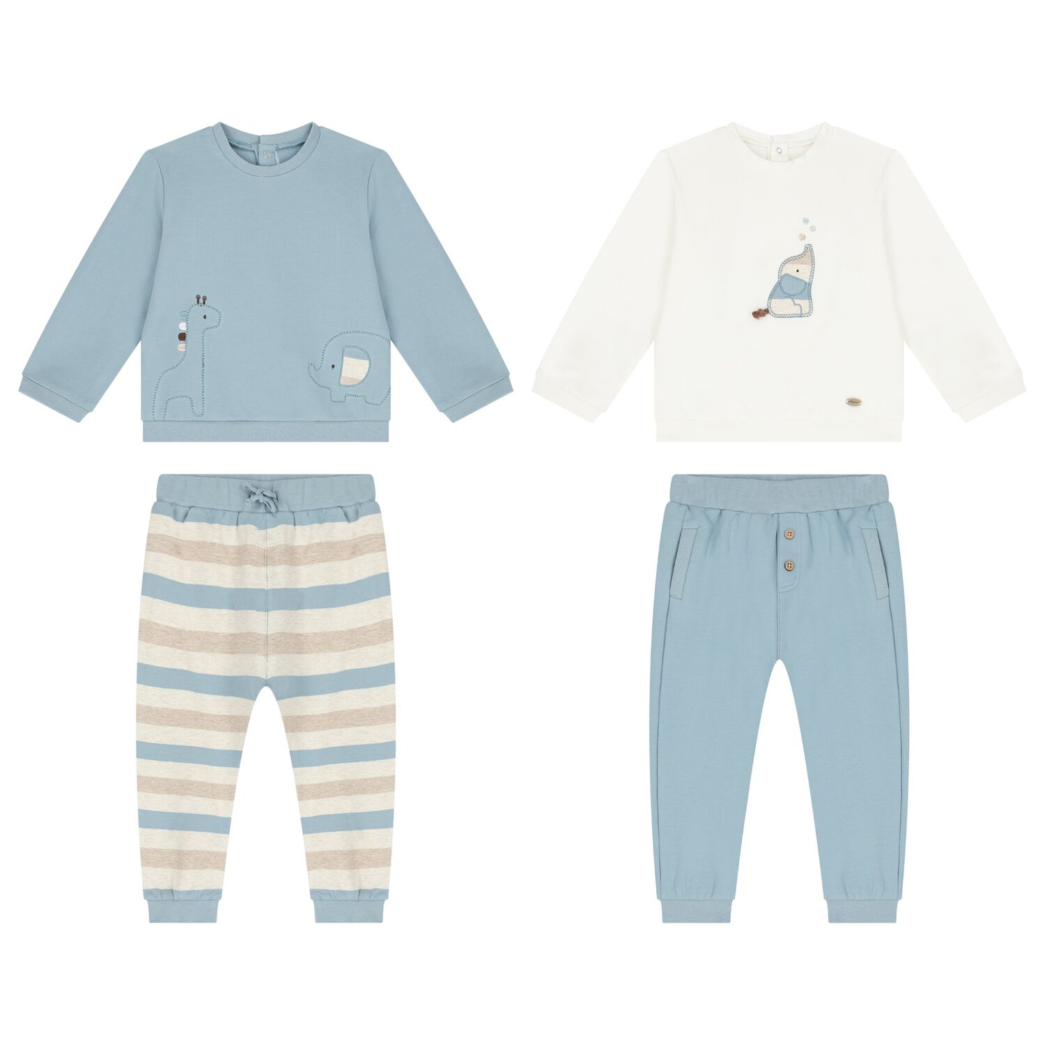 Baby Boys Blue & Ivory Tracksuits ( 2-Pack ), 1, hi-res