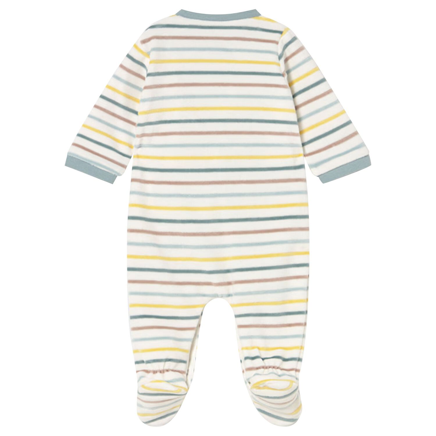 Baby Boys Ivory Striped Dinosaur Babygrow, 1, hi-res