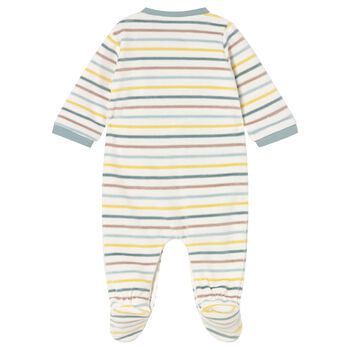 Baby Boys Ivory Striped Dinosaur Babygrow