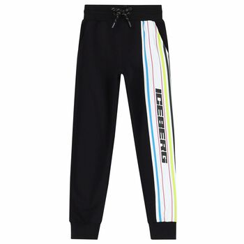 Boys Black & White Logo Joggers