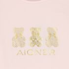 Younger Girls Pink & Gold Teddy Bear Logo Long Sleeve Top , 2, hi-res