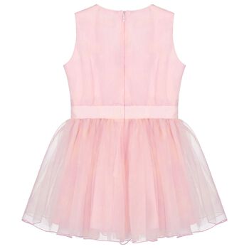 Girls Pink Bow Tulle Dress