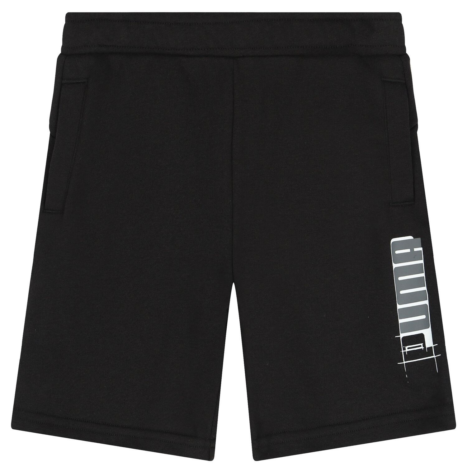 Boys Black Logo Shorts, 1, hi-res