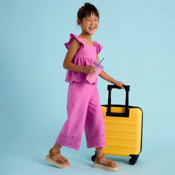 Girls Pink Eyelet Cotton Trouser Set