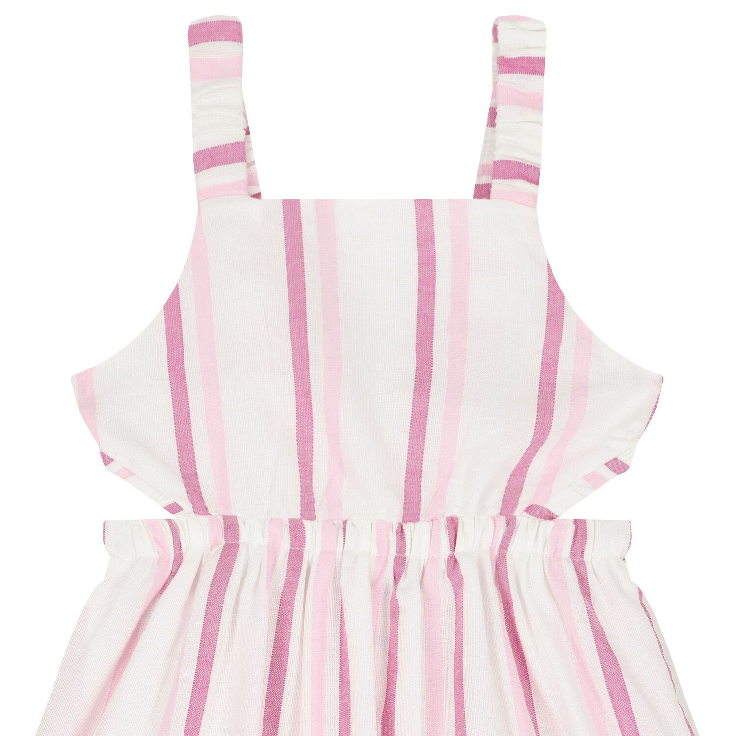 Girls White & Pink Striped Dress, 3, hi-res image number null