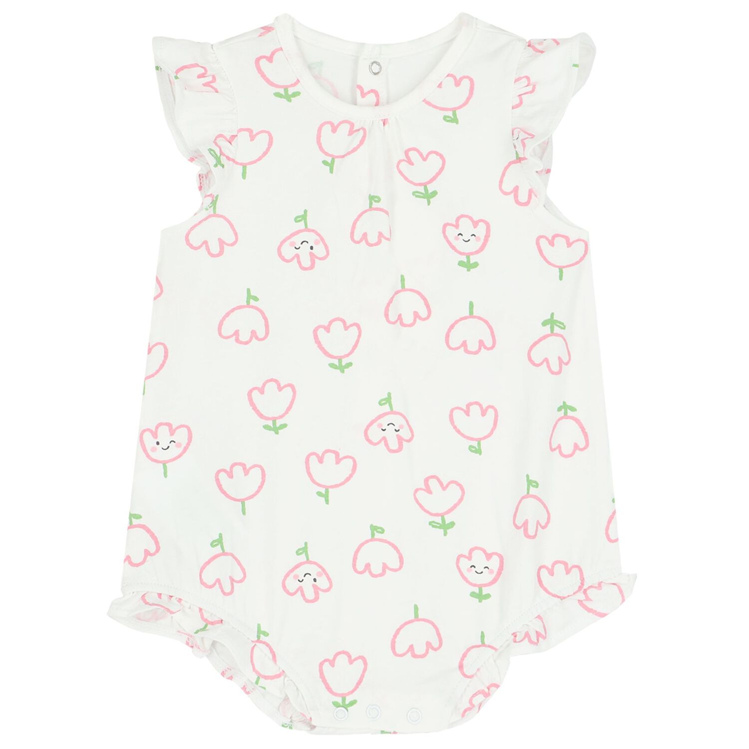 Baby Girls Pink & White Rompers ( 3-Pack ), 1, hi-res
