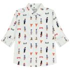 تيشيرت بشعار الدب تيدي باللون الأبيض, 1, hi-res