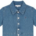 Girls Blue Logo Denim Dress, 1, hi-res