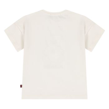 Younger Girls Ivory Teddy Bear Logo T-Shirt