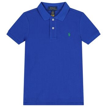 قميص بولو بشعار للأولاد باللون الأزرق 