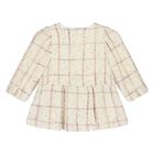 Younger Girls Ivory Plaid Tweed Dress, 1, hi-res