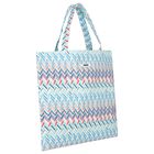 Girls Blue & White Logo Zig Zag Tote Bag, 2, hi-res