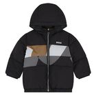 Younger Boys Black Logo Puffer Jacket, 1, hi-res