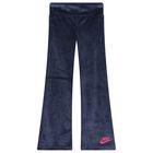 Girls Blue Logo Velour Leggings, 2, hi-res