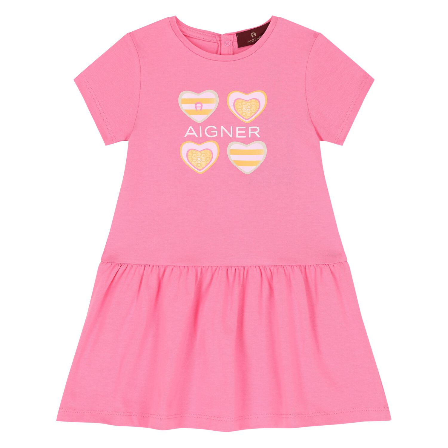 Younger Girls Pink Logo Dress, 3, hi-res