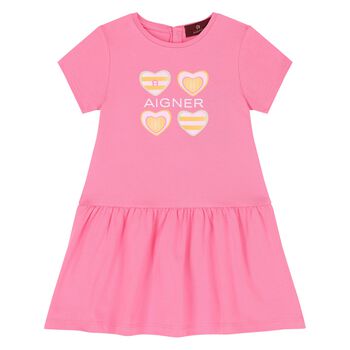 Younger Girls Pink Logo Dress