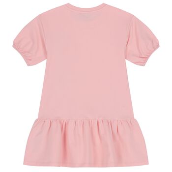 فستان بنات بشعار تيدى باللون الوردى