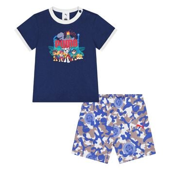 Younger Boys Blue Logo Paw Patrol Camouflage Shorts Set