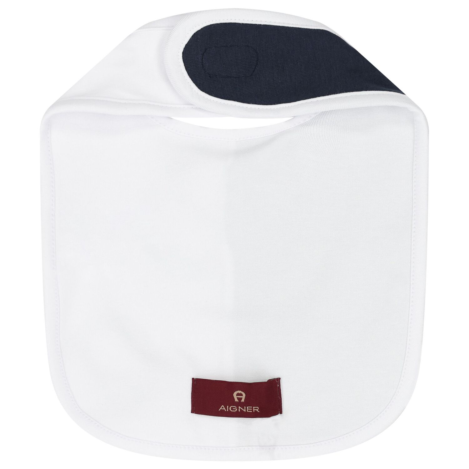 Baby Boys White & Navy Blue Logo Bib, 3, hi-res image number null