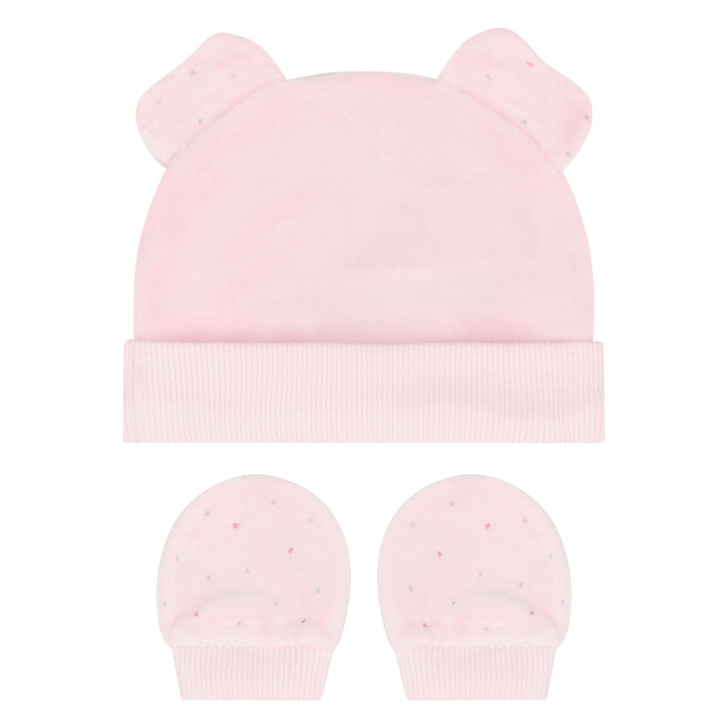 Baby Girls Pink Hat & Mitten Set, 2, hi-res image number null