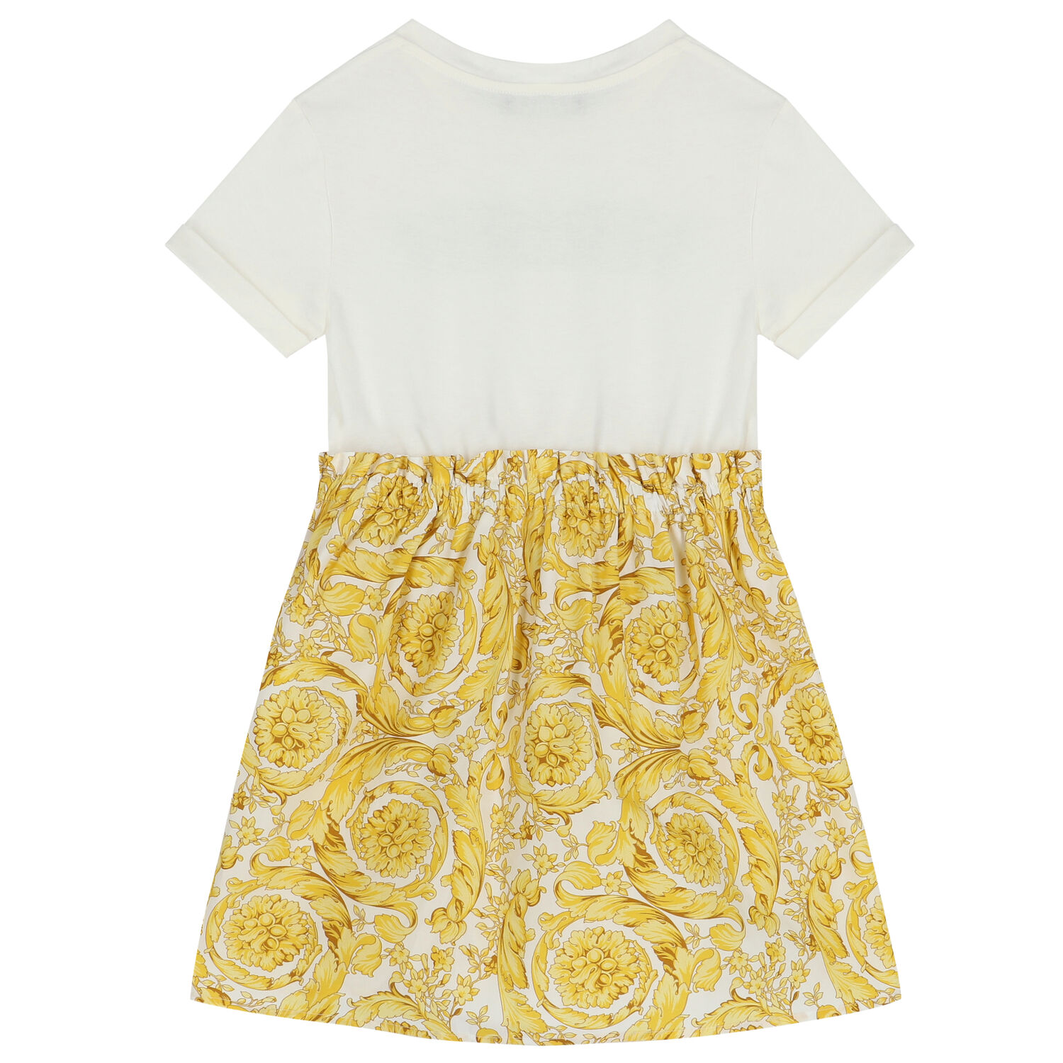 فستان بالشعار باللون العاجي والذهبي, 1, hi-res