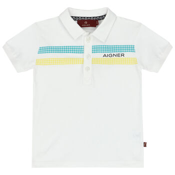 Younger Boys White Logo Polo Shirt
