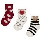 Younger Girls Red & Ivory Socks ( 3 Pack ), 2, hi-res