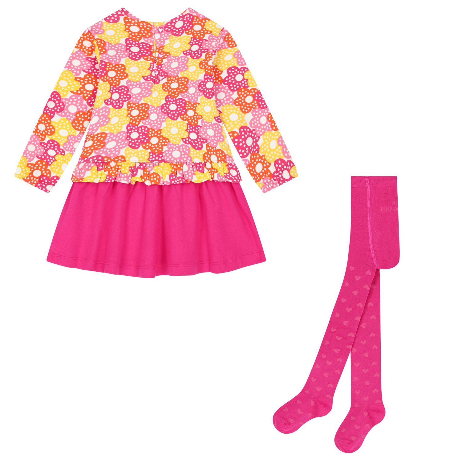 Girls White & Pink Flower Dress Set, 1, hi-res image number null